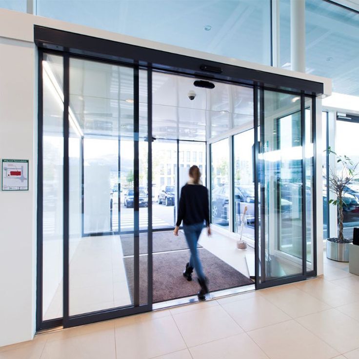 Cheap automatic sliding doors in a commercial building